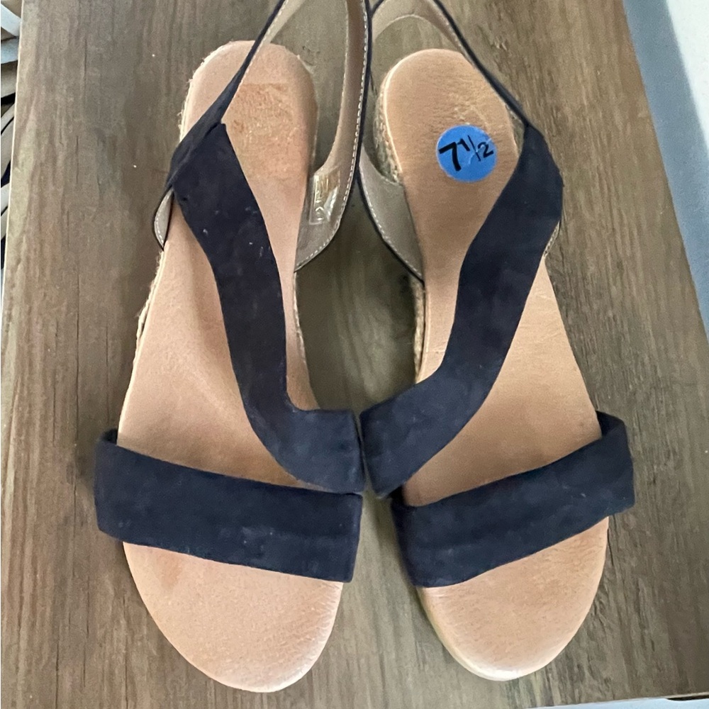 Pinaz Ladies Espadrilles black suede sandals shoes size 7.5 - Picture 8 of 10